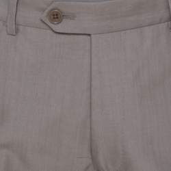 Pre Owned Armani Collezioni Grey Wool Blend Trousers L