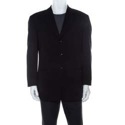 Pre Owned Armani Collezioni Navy Blue Wool Single Breasted Blazer XL 