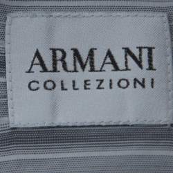 Pre Owned Armani Collezioni Grey Striped Cotton Blend Shirt M