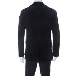 Pre Owned Armani Collezioni Navy Blue Corduroy Zipper Pocket Detail Blazer M