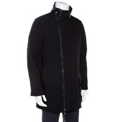 Pre Owned Armani Collezioni Black Zip Front Coat M