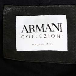 مملوكة مسبقًا جاكيت أرماني كوليزوني جلد نابا أخضر داكن مقاس كبير جداً (اكس لارج)