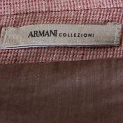 Pre Owned Armani Collezioni Light Pink Melange Linen Two Buttoned Blazer 3XL