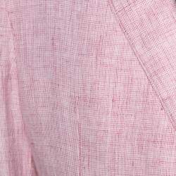 Pre Owned Armani Collezioni Light Pink Melange Linen Two Buttoned Blazer 3XL