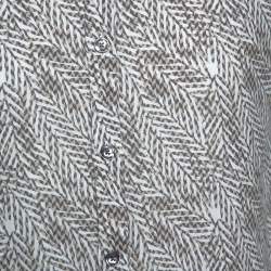 Pre Owned قميص أرماني كوليزوني بأزرار أمامية كتان مطبوع أوبتيكال ليفز بيج مقاس وسط (ميديوم)