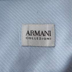 Pre Owned Armani Collezioni Light Blue Textured Cotton Long Sleeve Shirt L
