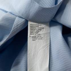 Pre Owned Armani Collezioni Light Blue Textured Cotton Long Sleeve Shirt L