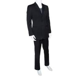 Armani Collezioni Black Wool Tailored Suit L