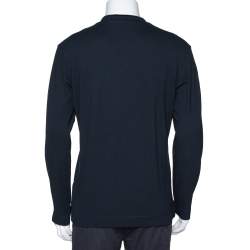 Pre Owned Armani Collezioni Midnight Blue Cotton Pique Long Sleeve T Shirt XL