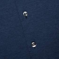 Pre Owned Armani Collezioni Navy Blue Cotton Knit Long Sleeve Shirt XL