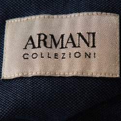 Pre Owned Armani Collezioni Navy Blue Cotton Knit Long Sleeve Shirt XL