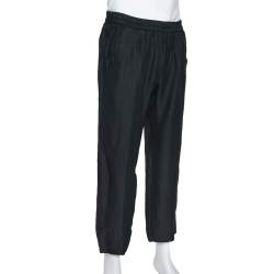 Armani Collezioni Dark Green Linen Blend Elasticized Waist Trouser XL