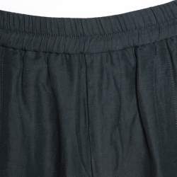 Armani Collezioni Dark Green Linen Blend Elasticized Waist Trouser XL