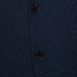 Pre Owned Armani Collezioni Navy Blue Textured Wool Blend Jacket XL