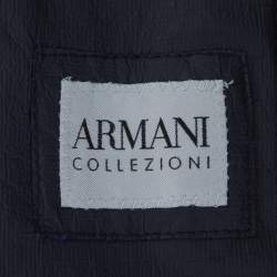 Pre Owned Armani Collezioni Navy Blue Water Repellent Zip Front Jacket XXL