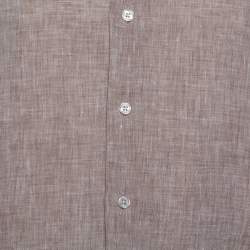 Pre Owned Armani Collezioni Brown Linen Shirt M