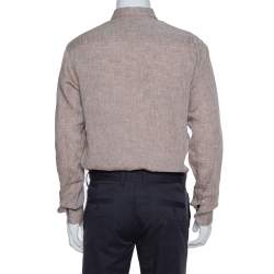 Pre Owned Armani Collezioni Brown Linen Shirt M