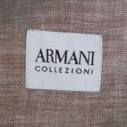 Pre Owned Armani Collezioni Brown Linen Shirt M