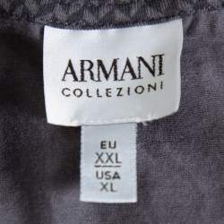 مملوكة مسبقًا تي شيرت أرماني كوليزوني أكمام طويلة و رقبة مستديرة تريكو نمط متعرج رصاصي داكن مقاس كبير جداً (اكس لارج)