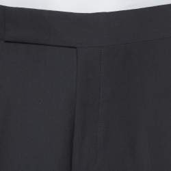 Pre Owned Armani Collezioni Black Wool Side Stripe Detail Straight Leg Trousers 4XL