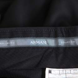 Pre Owned Armani Collezioni Black Wool Side Stripe Detail Straight Leg Trousers 4XL