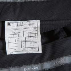 Pre Owned Armani Collezioni Black Wool Side Stripe Detail Straight Leg Trousers 4XL
