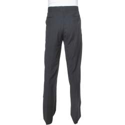 Pre Owned Armani Collezioni Black Wool Side Stripe Detail Straight Leg Trousers 4XL
