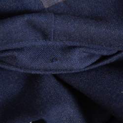 Pre Owned Armani Collezioni Navy Blue Wool Contrast Waistband Trim Tailored Trousers 4XL