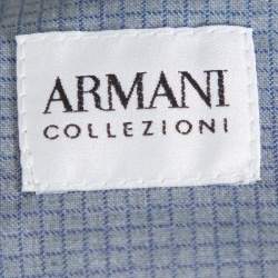 Pre Owned Armani Collezioni Navy Blue Wool Contrast Waistband Trim Tailored Trousers 4XL