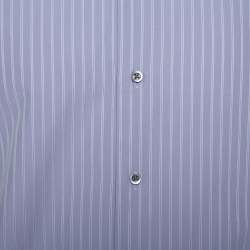 Pre Owned Armani Collezioni Lilac Striped Cotton Button Front Shirt L