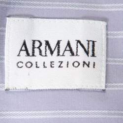 Pre Owned Armani Collezioni Lilac Striped Cotton Button Front Shirt L
