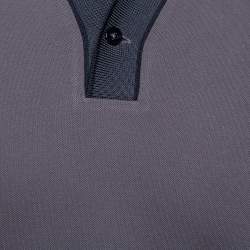 Pre Owned Armani Collezioni Dark Grey Cotton Contrast Collar Detail Polo T-Shirt XXL