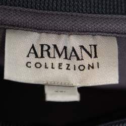 Pre Owned Armani Collezioni Dark Grey Cotton Contrast Collar Detail Polo T-Shirt XXL