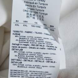 Pre Owned تي شيرت أرماني كوليزوني مزين ياقة متباينة بيكيه قطن أبيض مقاس كبير جداً جداً (اكس اكس لارج)