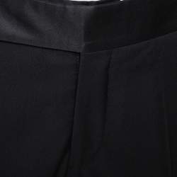 Pre Owned بنطلون أرماني كوليزوني أرجل مستقيمة صوف أسود مقاس كبير (لاارج)