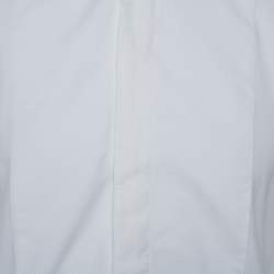 Armani Collezioni White Cotton & Silk Stand Collar Tuxedo Shirt L