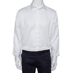 Pre Owned Armani Collezioni White Cotton Button Front Modern Fit Shirt XL