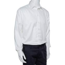 Pre Owned Armani Collezioni White Cotton Button Front Modern Fit Shirt XL