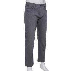 Pre Owned Armani Collezioni Grey Denim Low Rise Tight Leg Regular Fit Jeans M