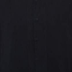 مملوكة مسبقًا قميص أرماني كوليزيوني قطن أسود بياقة منتصبة مقاس كبير جدًا - إكس لارج