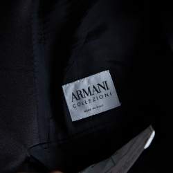 Pre Owned Armani Collezioni Navy Blue Wool Satin Trim Button Front Blazer XXL