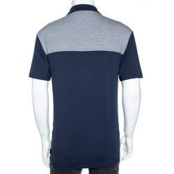Pre Owned Armani Collezioni Navy Blue Jersey Contrast Patch Detail T-Shirt