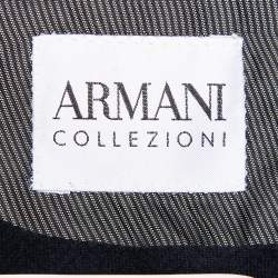 Pre Owned جاكيت بليزر أرماني كوليزوني قطيفة نمط أزرق كحلي أزرار أمامية مقاس وسط (ميديوم)