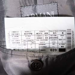 Pre Owned Armani Collezioni Charcoal Grey Striped Wool Button Front Blazer XL