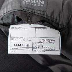 Pre Owned Armani Collezioni Charcoal Grey Striped Wool Button Front Blazer XL