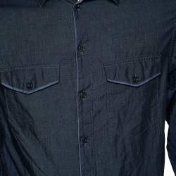 Armani Collezioni Navy Blue Cotton Button Front Shirt M