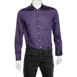 Pre Owned Armani Collezioni Purple Cotton Button Front Shirt M