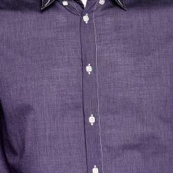 Pre Owned Armani Collezioni Purple Cotton Button Front Shirt M