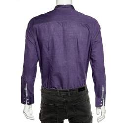 Pre Owned Armani Collezioni Purple Cotton Button Front Shirt M