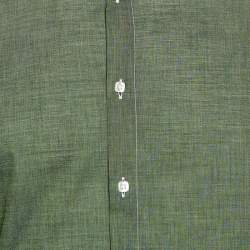 Pre Owned Armani Collezioni Green Cotton Button Front Shirt M